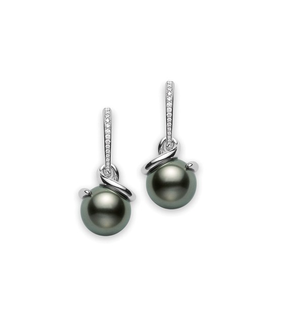 BÔNG TAI BẠC KIỂU ĐEN ÁNH XANH 9MM